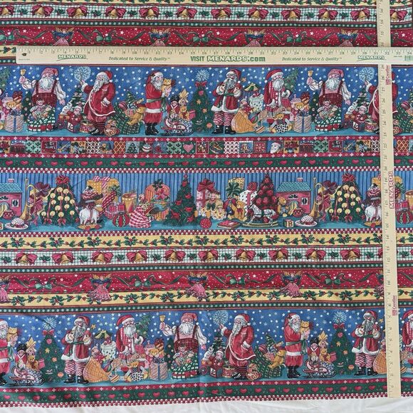 Vtg Sharon Kessler Concord Fabrics Christmas Morning Santa's Gifts Toys 1yd x 45 - Picture 3 of 6